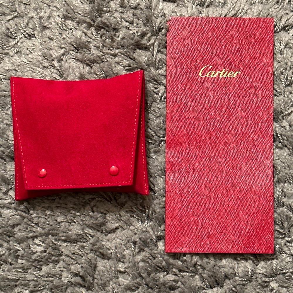 Authentic Cartier watch/jewelry pouch w/pillow insert + receipt portfolio - NWOT